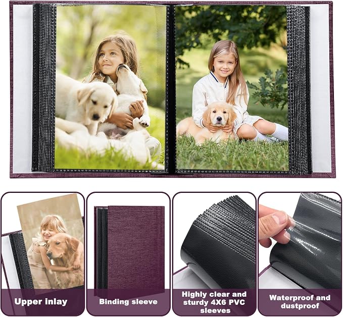 Photo Album 4x6 100 Pockets for Wedding Gifts,Linen Hardcover Picture Albums for Family Anniversary Baby Vacation Pictures - Image 6