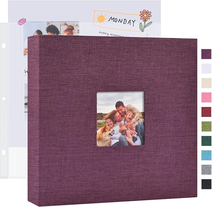 Mublalbum 12x12 Inch 3 Ring DIY Scrapbook Photo Album 40 Pages, Purple | 3 Ring Binder Scrapbook, Linen Cover, 20 Plastic Sleeves 40 Pages, Memory Book for Wedding, Baby, Family, DIY Projects by Mublalbum