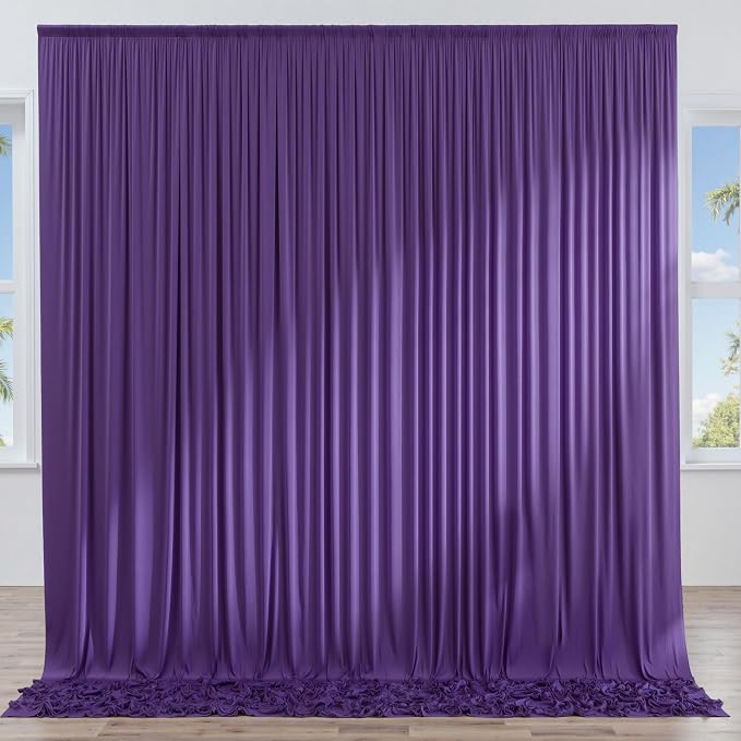 10ft x 10ft Wrinkle Free Purple Backdrop Curtain for Parties, Polyester Backdrop Drapes Panels 2 Panels 5x10ft for Photography Background Wedding Birthday Baby Shower Mermaid Party by ENJOYYOURPARTY