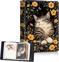 Small Photo Album 5x7, 60 Pockets Holds 120 Photos, Slip-in Pocket Photo Storage Book with Black Elastic Band for Family Wedding Baby Travel Pictures, Cute Tabby Cat Yellow Wildflower by Unknown