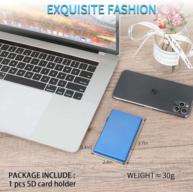 SD Card Holder, SD Card Case, LAVILI CF Memory Card Holder Case Aluminum Alloy Hard Shell, Double-Layer Capacity for 6SD Cards and 12 TF Cards Blue Color - Image 6