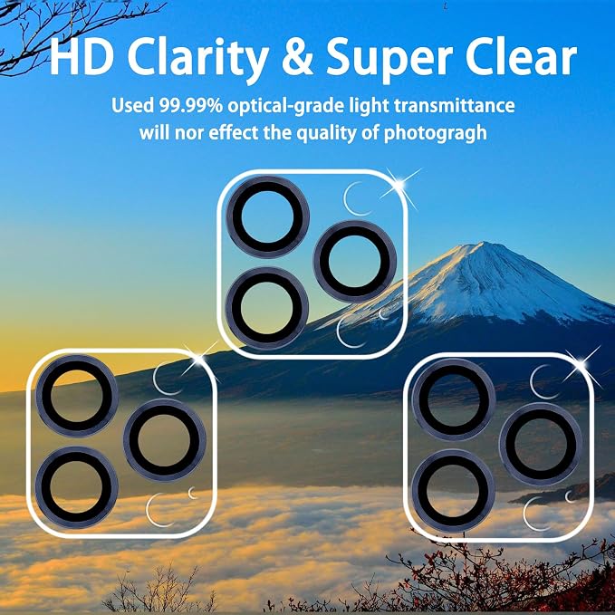 3 Pack Dengduoduo Tempered Glass Camera Lens Protector for iPhone 15 Pro 6.1" & for iPhone 15 Pro Max 6.7", Ultra HD, 9H Hardness, Anti-Scratch, Case Friendly, Easy to Install [No Affect on Night Shots] - Image 3