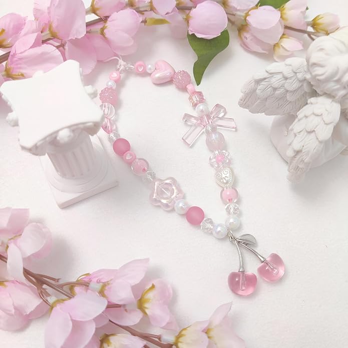 cioatu Phone Charms Cute Cherry Butterfly Cell Phone Lanyard Strap Wrist Strap for Bag Airpods Camera Pendants Decor - Image 2