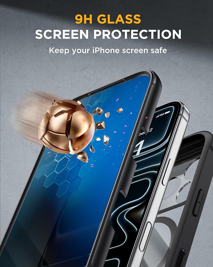 Miracase for iPhone 17 Pro Max Case with Privacy Screen Protector, Black | Compatible with MagSafe, 360° Full Body Protection, Full Camera Protection, Military-Grade Shockproof Phone Case 6.9" - Image 4