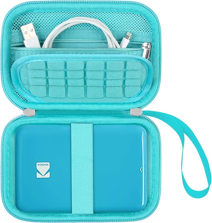Hard Carrying Case for Kodak Step Instant Smartphone Photo Printer - Portable Mini Color Wireless Mobile Printer, Zipper Mesh Pocket for USB Cable, Photo Paper, Green by Supmay