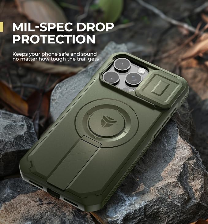 Dexnor for iPhone 16 Pro Max Case with Slide Camera Cover & Adjustable Kickstand, Rugged Shockproof Bumper Cases Heavy-Duty Magnetic Protective Cover,Army Green - Image 6