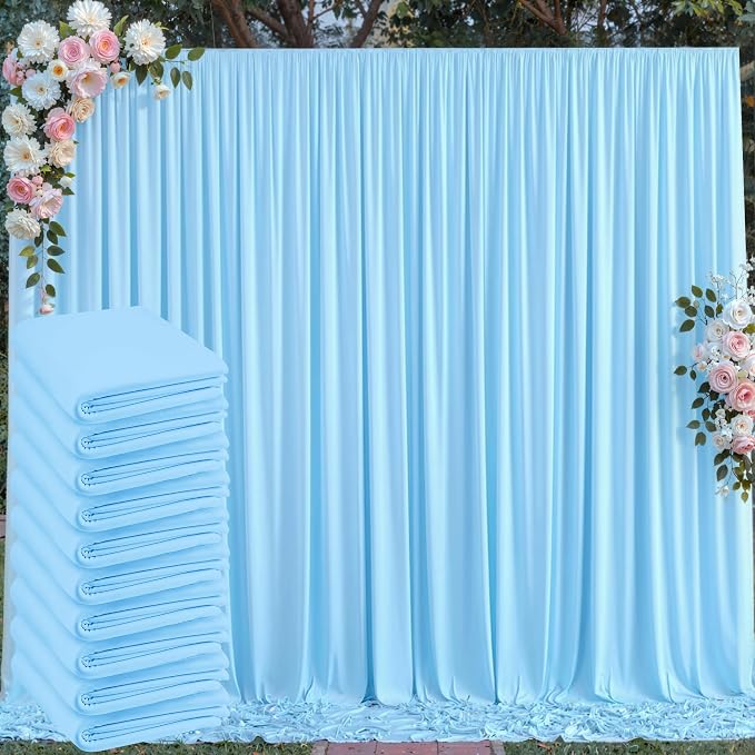 50 ft x 10 ft Wrinkle Free Blue Backdrop Curtain Panels, Polyester Photography Backdrop Drapes, Wedding Party Home Decoration Supplies by Outpain