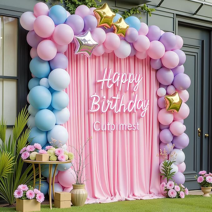 Pink Backdrop Curtain for Wedding Parties Backdrop Drapes 10x8FT | Wrinkle Free Polyester Curtain Backdrop Draping Fabric for Backdrop Photoshoot Birthday Party Background,2 Panel 5x8FT - Image 5