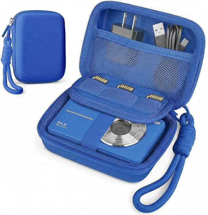 Digital Camera Case for CAMKORY/KODAK PIXPRO FZ45/FZ55/Canon IXUS 285 HS/AbergBest/Sony DSCW800/DSCW830 - Small Travel Compact Camera Holder with Mesh Pocket for SD Card & Accessories (Royal Blue) by Roseliya