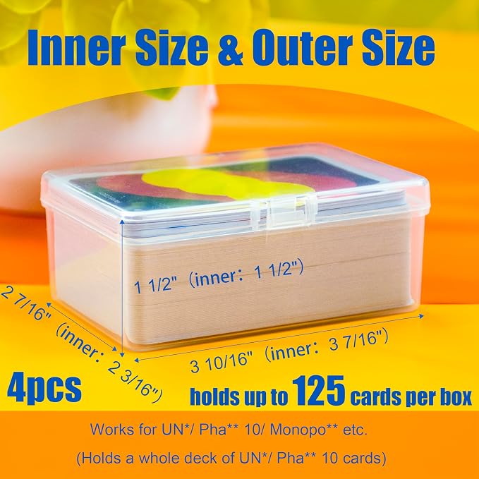 JINUPHION 4 Pcs Playing Card Case, Works for 112 Standard UN* Cards And Other Same Or Smaller Size Very Well, Plastic Clear Card Deck Box Storage,4 1/2" ×3 1/4" ×1 1/8" (NO Cards) - Image 2