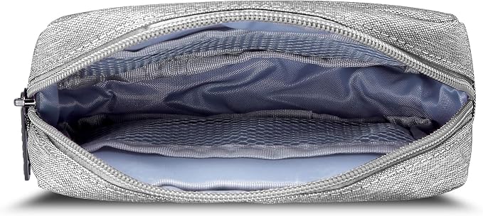 E-Tree Small Makeup Bag, Cosmetic Toiletry Skin Care Make up Little Items Pouch for Purse, Zipper Mini Tech Charger Cable Electronic Organizer Case, Travel Accessories for Women Men Teen, Grey - Image 4