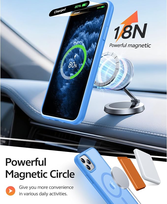 FNTCASE for iPhone 11 Pro Case, Fit for Magsafe, Translucent Matte Back | Magnetic Phone Cases, 14FT Military Grade Drop Protection, Shockproof Bumper, Slim Protective Cover, Ice Blue - Image 3