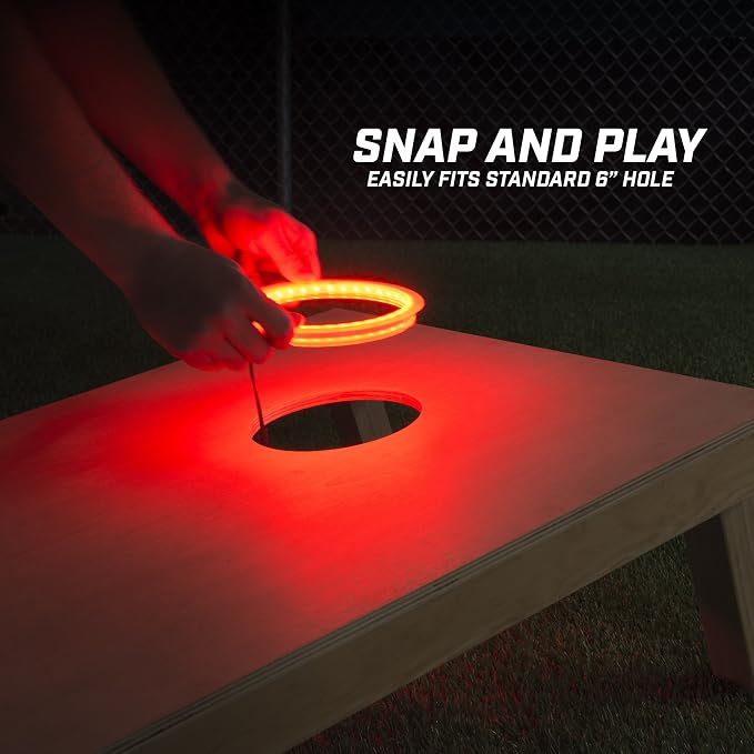 GoSports Cornhole Light Up LED Ring Kit 2pc Set - Red, White or Blue - Compatible with All Cornhole Games - Image 3