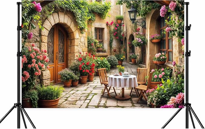 12X10ft Italian Theme Backdrop Italy Town Street Backdrop for Photography, Europe Village Town Landscape Photography Background Garden Tea Party Barnner Photo Studio Props, Color-4 - Image 6