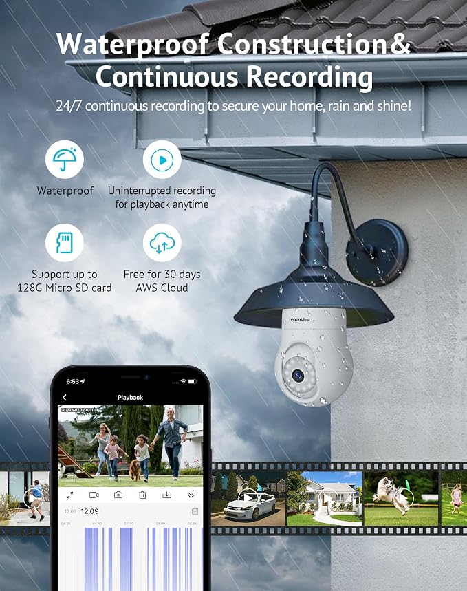 LaView 4MP Bulb Security Camera 2.4GHz,360° 2K Security Cameras Wireless Outdoor Indoor Full Color Day and Night, Motion Detection, Audible Alarm, Easy Installation, Compatible with Alexa - Image 4