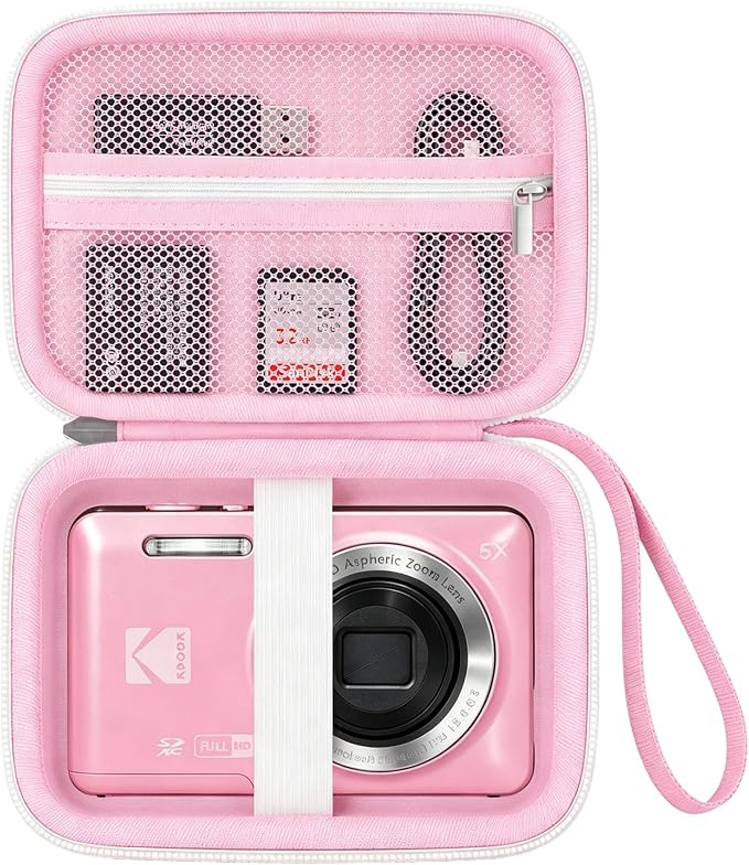 Camera Carrying Case for KODAK PIXPRO FZ55/ FZ45 Digital Camera | Camera Storage Case. Hard Protective Bag With Mesh Pocket Fits Batteries Cable Memory Card Card Reader, Pink by Unknown