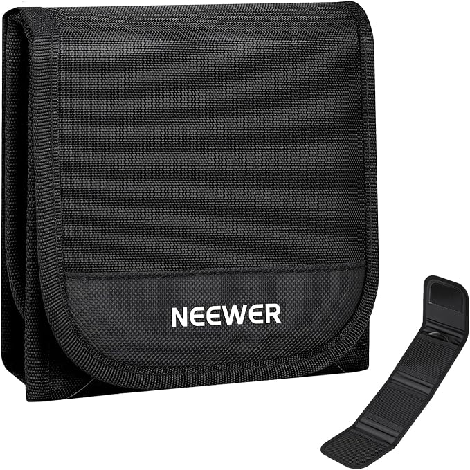 NEEWER 82mm Filter Case, Trifold Foldable Splash Resistant Protective Carry Pouch Storage Bag Accessories, Holds Up to Three 82mm Round Camera Lens Filters, PB15 by Neewer