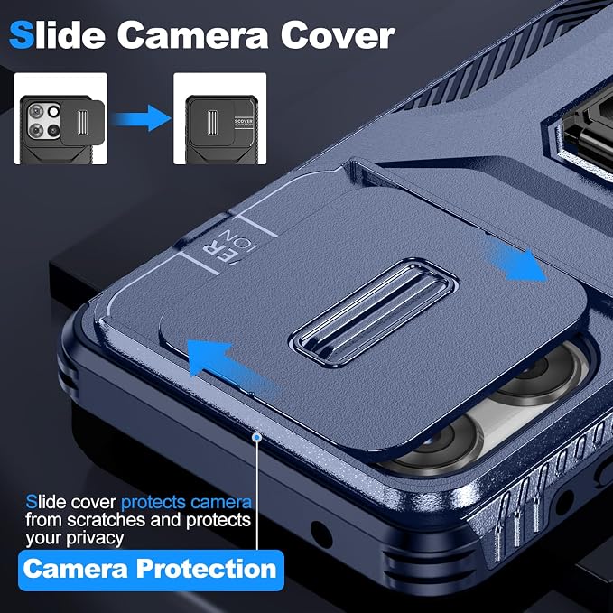 for Moto G Stylus 2025 Case,with Sliding Camera Lens Cover,HD Screen Protector,360° Rotating Kickstand, Military-Grade Shockproof Protective Cover for Motorola G Stylus 5G 2025,Blue - Image 2