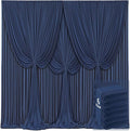 6 Panels Navy Blue Backdrop Curtains for Wedding Party Wrinkle Free Backdrops Curtain Drapes Fabric Decorations Photo Back Drop Cloth for Baby Shower Photography Stage Reception 30ft(W) x 12ft(H) by Tao-GePartyDecorations