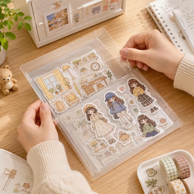 A6 Storage Folder with Tweezers, A6 Clear Sticker Photo Storage Album, Sticker Collecting Album Organization, Stamp Cutting Dies Storages Book Organizer Folder for Cutting Dies Stencil Embossing Craft - Image 6
