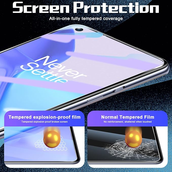Orzero (2+2) Compatible for OnePlus 9, 2 Pack Tempered Glass Screen Protector + 2 Pack Glass Compound Acrylic Camera Lens Protector Anti-Scratch High Definition - Image 4