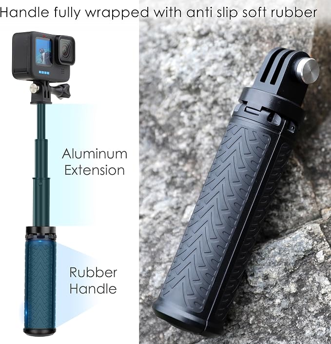 Mini Selfie Stick Tripod for GoPro Hero 13 12 11 10 9 Max Mission | Portable Action Camera Handle Grip, Extension Pole for DJI Osmo Action 6 5 Pro 4 Nano, Pocket Size Vlog Stand - Image 6