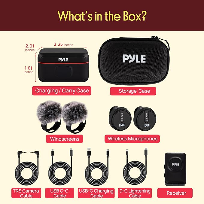 Pyle Wireless Lavalier Microphone System, Clip On Microphone with Noise-Canceling, 7H Battery, 360° Audio, USB-C Charging Case, Compatible with DSLR, iOS, Android, Vlogging Mic for Creators - Image 8