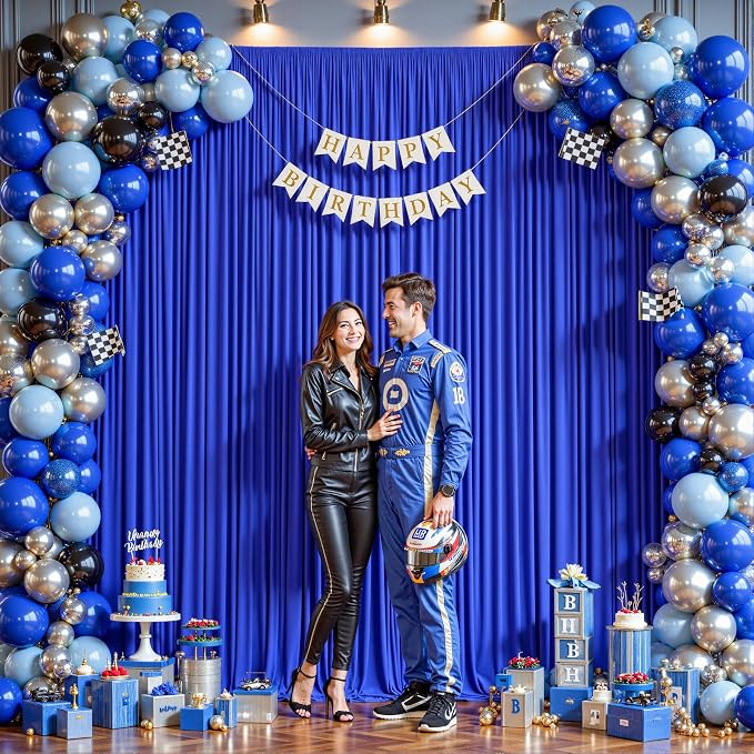 16ftx10ft Wrinkle Free Royal Blue Backdrop Curtain - 10 Feet Photography Backdrop Drapes, Silky Polyester Back Drop Cloth for Wedding Baby Shower Balloon Arch Background - Image 3