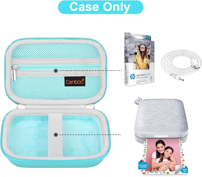 Canboc Carrying Case for HP Sprocket Portable 2x3 Instant Photo Printer | For Kodak Step Wireless Mobile Photo Printer, Zipper Mesh Bag fits Photo Paper Cable, Green - Image 2