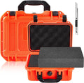 Relaxweex 1 Pcs Waterproof Hard Case with DIY Customizable Foam Insert Portable Protective Case with Knife for Camera Drones Equipments Tools Test Instruments(Reddish Orange,16.3 x 12.4 x 6.5 Inch) by Relaxweex