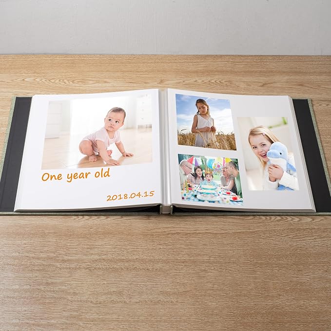Large Photo Album Self Adhesive Scrapbook Album for 4×6 8×10 Pictures DIY Magnetic Linen Cover Album 40 Pages for Family Wedding Gifts with Metal Pen and Plastic Board - Image 2