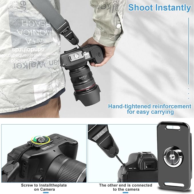 FIEIL Camera Shoulder Strap with Quick Release Plate, 1.5''Wide Universal Camera Neck Strap, Smooth and sturdy, Equipped with Comfortable Silicone Shoulder Pad for Photographers(Silver Gray) - Image 4
