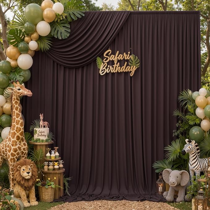 20x10ft Wrinkle Free Brown Backdrop Curtains for Party Background, 4 Panels 5x10ft Silky Polyester Photo Backdrop Drapes Back Drop Cloth for Wedding Birthday Photography Baby Shower Decor - Image 7