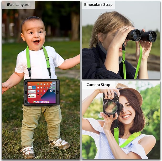 FIEIL Nylon iPad Strap, Adjustable Camera Neck Strap, Comfortable Shoulder Strap for iPad, Cellphone Tablet, Camera, Laptop, Binocular, Luggage Bag(Fluorescent Green Universal Neck Lanyard) - Image 3