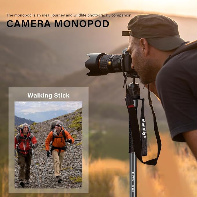 65-Inch Camera Monopod, 5 Sections Aluminum Travel Monopod for Canon Nikon Sony DSLR Cameras Video Camcorder, Compact Portable Lightweight（E-222） (Gray) - Image 6