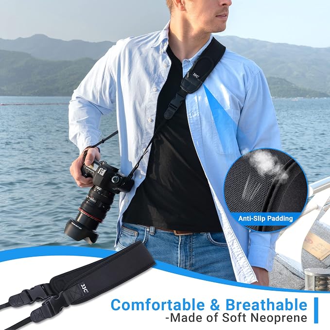 JJC DSLR Camera Neck Strap, Neoprene Shoulder Strap for Canon Nikon Sony | Camera Strap with Quick Release, Adjustable, for Canon Rebel T7 EOS R50 R6 R5 5D 6D Nikon D850 D7500 D5600 D3500 - Image 2