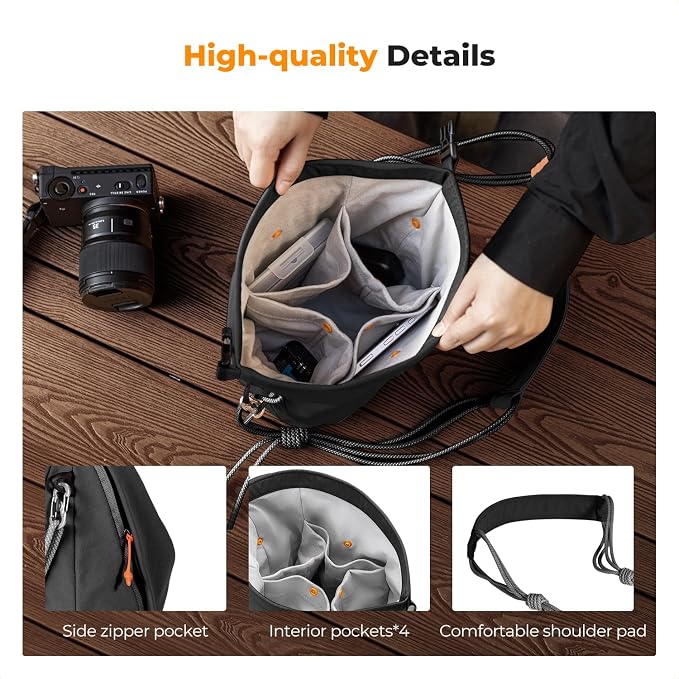 K&F CONCEPT Camera Sling Bag Small Camera Compact Case | Cute Soft Camera Pouch, Handbag, for Urban Street Photography, BS05 - Image 4