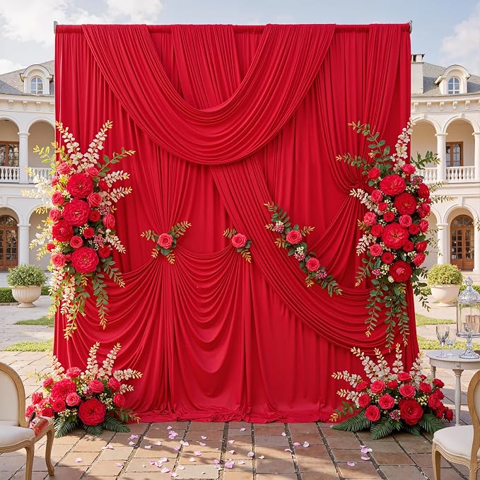 30ftx10ft Red Backdrop Curtains for Parties, Wrinkle Free 6 Panels 5x10ft Silky Photo Backdrop Drapes Back Drop Cloth Drapery for Wedding Birthday Photography Baby Shower Background Decor - Image 3