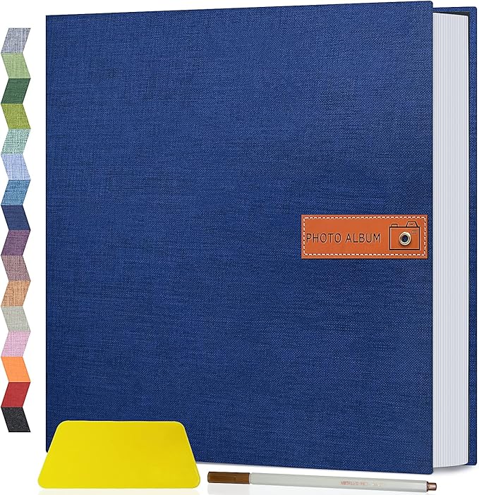 Popotop Large Photo Album Self Adhesive 4x6 5x7 8x10 Scrapbook Album DIY Picture Book,Gifts for Mom,Family Baby and Wedding,with Metal Pen and Plastic Board by Popotop