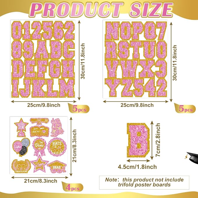 Glenmal 14 Sheets Graduation Photo Display Board Sticker Class of 2026 Pink Gold Picture Display Stickers Accessories for 2026 Grad Party College Board Photo Frame Decor (12x10inch, 8.3x8.3inch) - Image 2