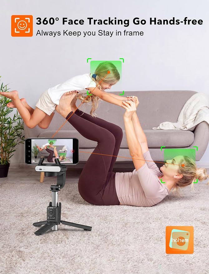 hohem iSteady Q Gimbal 4-in-1 Selfie Stick Tripod with Face Tracking | 4-in-1 Selfie Stick Tripod with 360° Face Tracking, 19.6" Extendable Rod, Bluetooth Remote, Hohem Joy App, 0.43lb Design - Image 6