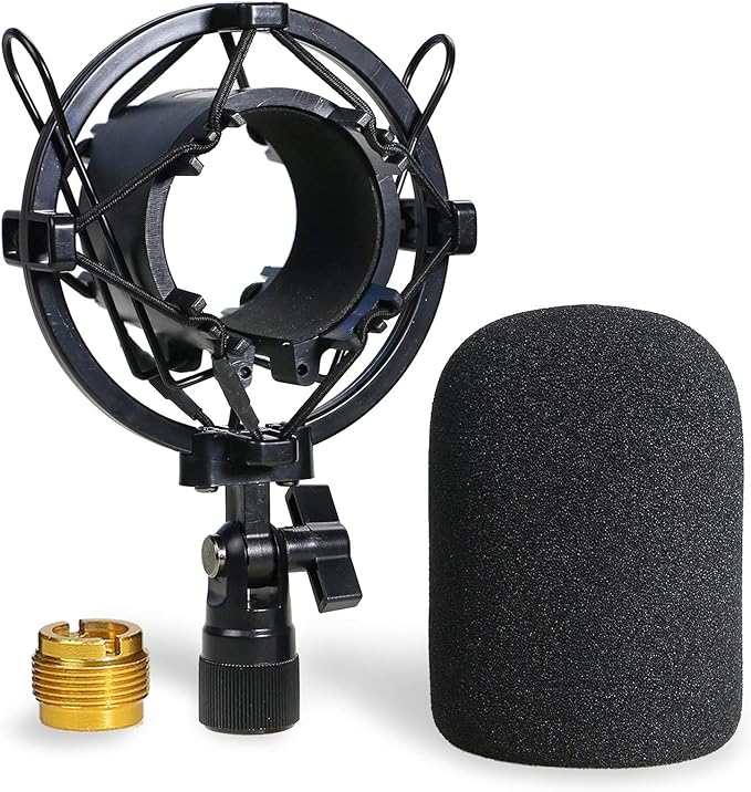 SUNMON AT2020 Shock Mount with Windscreen, Shock Mount Stand with Foam Pop Filter for Audio Technica AT2020 AT2035 AT4040 AT2020USB ATR2500x Condenser Micphone by sunmon