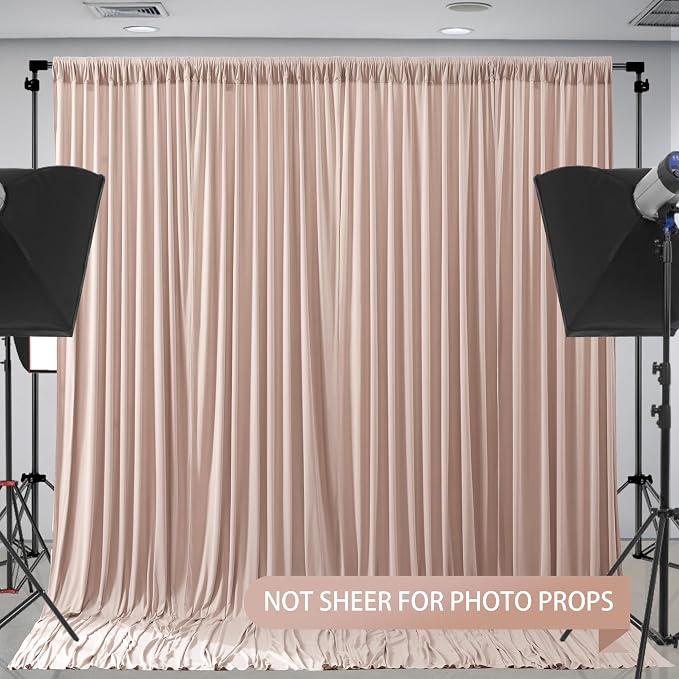 Nude Blush Backdrop Curtains-Wrinkle-Free Polyester Photography Drapes Party Curtain Background for Baby Shower Wedding Decorations- 8 X10FT - Image 6