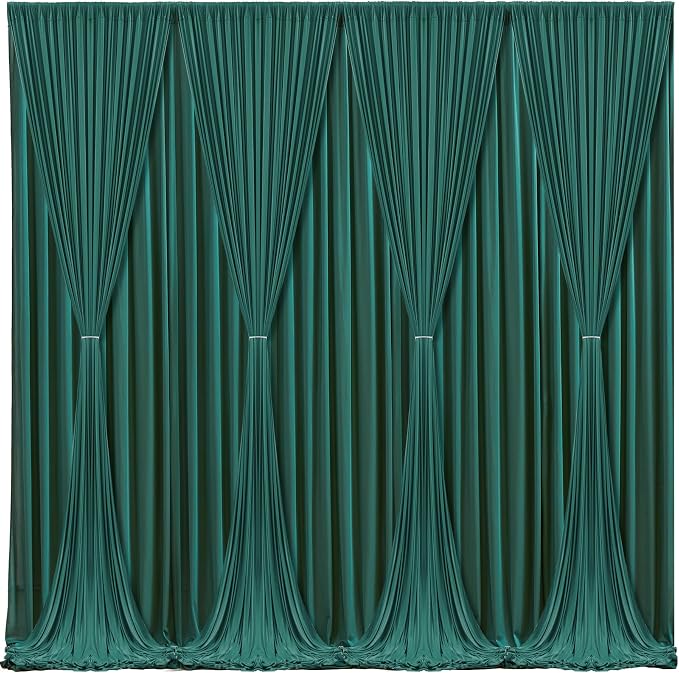 Hunter Green Backdrop Curtain-Wrinkle-Free Polyester Fabric Green Photography Curtains for Wedding Party Photo Background Decorations- 32 X10FT (Hunter Green) - Image 2