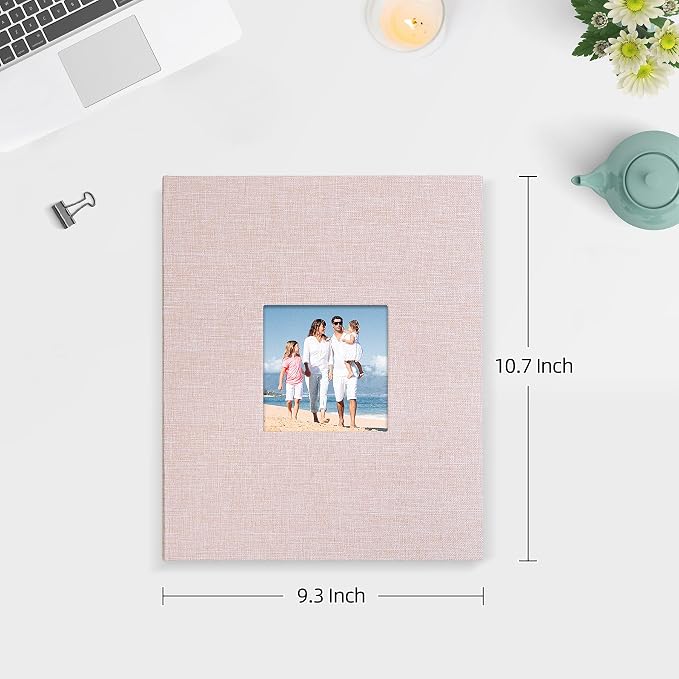 Mublalbum 2 Pack Small Photo Album 8x10, 52 Pockets, Linen Cover,Beige | Linen Cover with Display Window, 52 Vertical Pockets, Portable Mini Picture Book for Artwork Postcards, Picture Storage - Image 2
