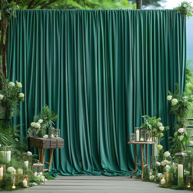 Hunter Green Backdrop Curtain-Wrinkle-Free Polyester Fabric Green Photography Curtains for Wedding Party Photo Background Decorations- 40 X10FT - Image 6