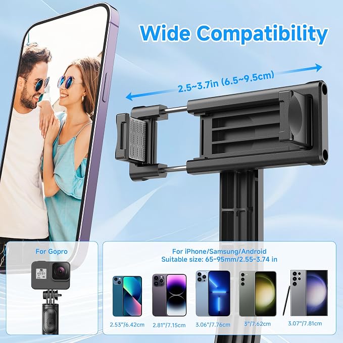 SelfieShow Selfie Stick, Extendable Selfie Stick Tripod with Wireless Remote and Tripod Stand, Portable, Lightweight, Compatible with iPhone 17 16 15 14 13 12 Pro Xs Max/Samsung Smartphone and More - Image 4