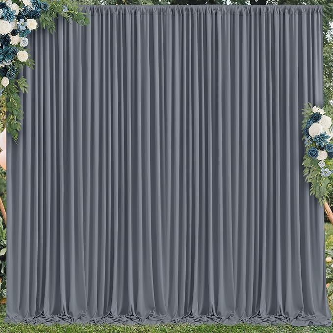 10x10 Charcoal Backdrop Curtain for Parties Wedding Wrinkle Free Silver Grey Photo Curtains Backdrop Drapes Fabric Decoration for Birthday Party Baby Shower 5ft x 10ft,2 Panels - Image 9