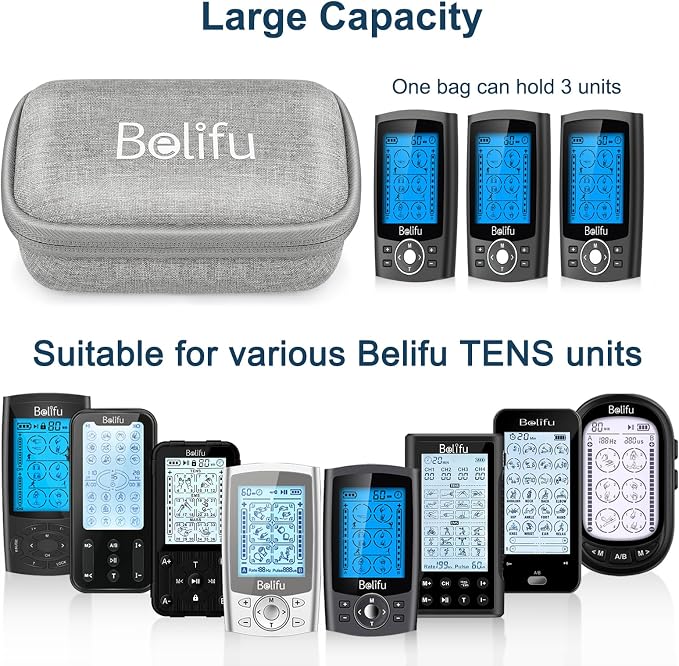Belifu Storage Bag, Hard Travel Case for Tens Unit, Wires and Electrode Pads, Portable Zipper Bag with Film and Mesh bag - Image 3