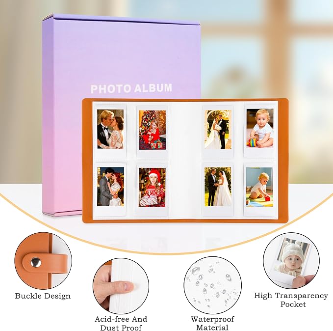 320-Pocket Photo Album for Polaroid 2x3" & Instax Mini Photos, Brown | Gift-Ready Packaging, Beautiful Photo Book, Safely Keep Your Wedding-Anniversary-Birthday-Travel Memories or Mini Cards - Image 4